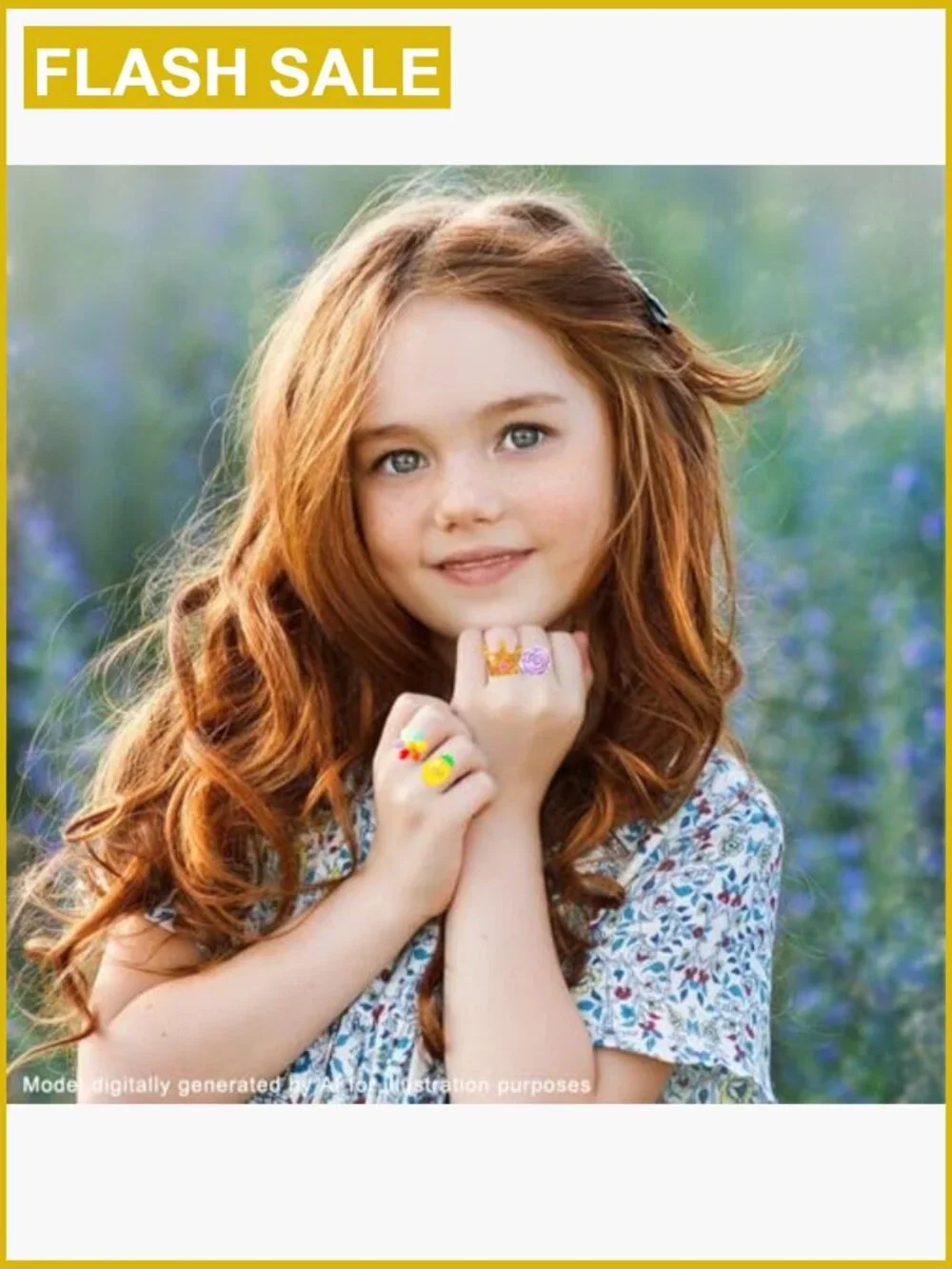 Adjustable Princess Ring Set for Kids 3-12, Dress Up Jewelry Gift Box